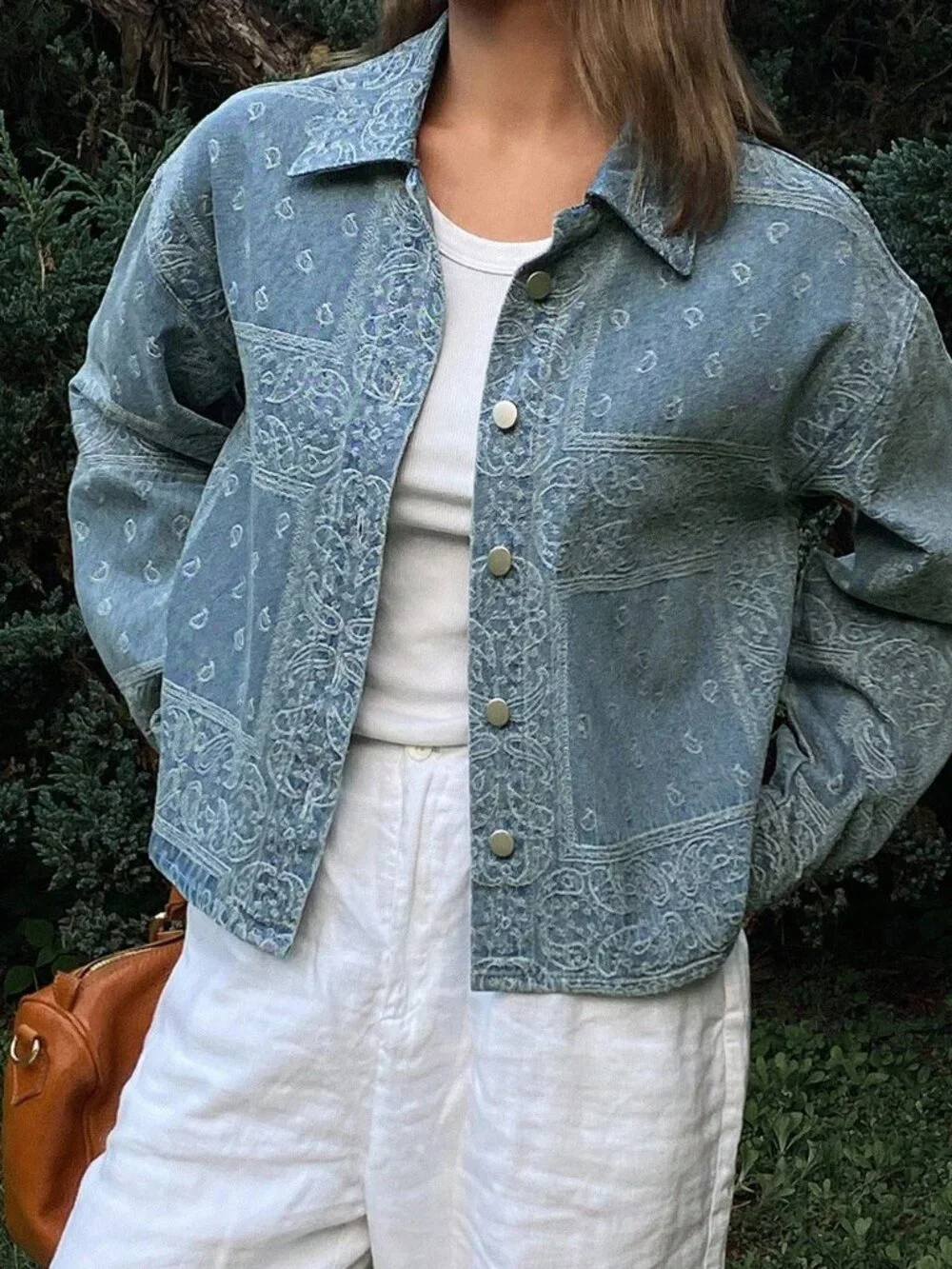 Blue Casual Women's Loose Turndown Collar Long Sleeve Street Denim Jacket